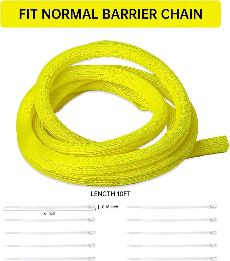 WANGDEFA 10 Ft High Visibility Chain Cover Kit High Visibility Yellow Cover Safety Barrier Cover for Both Indoor and Outdoor Environment (Yellow) - Image 2
